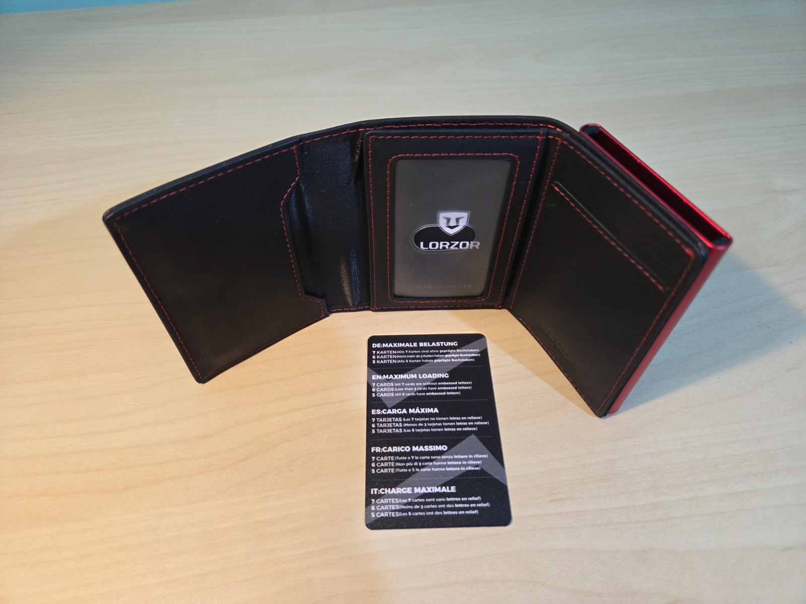 LORZOR Minimalist Leather Wallet – Full Grain Leather, Slim Pop-up Card Case