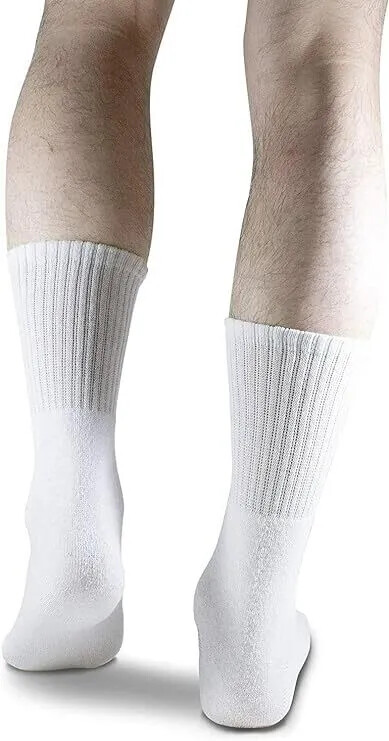 5-100 Dozen Wholesale Bulk Mens Solid White Sports Cotton Crew Socks 9-11 10-13