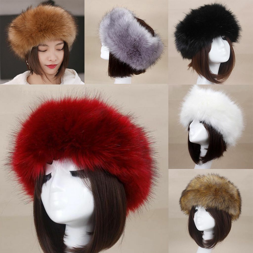 Unisex Russian Women Ski Headband Hat Fluffy Winter Warm Ear Flap Faux Fur Cap