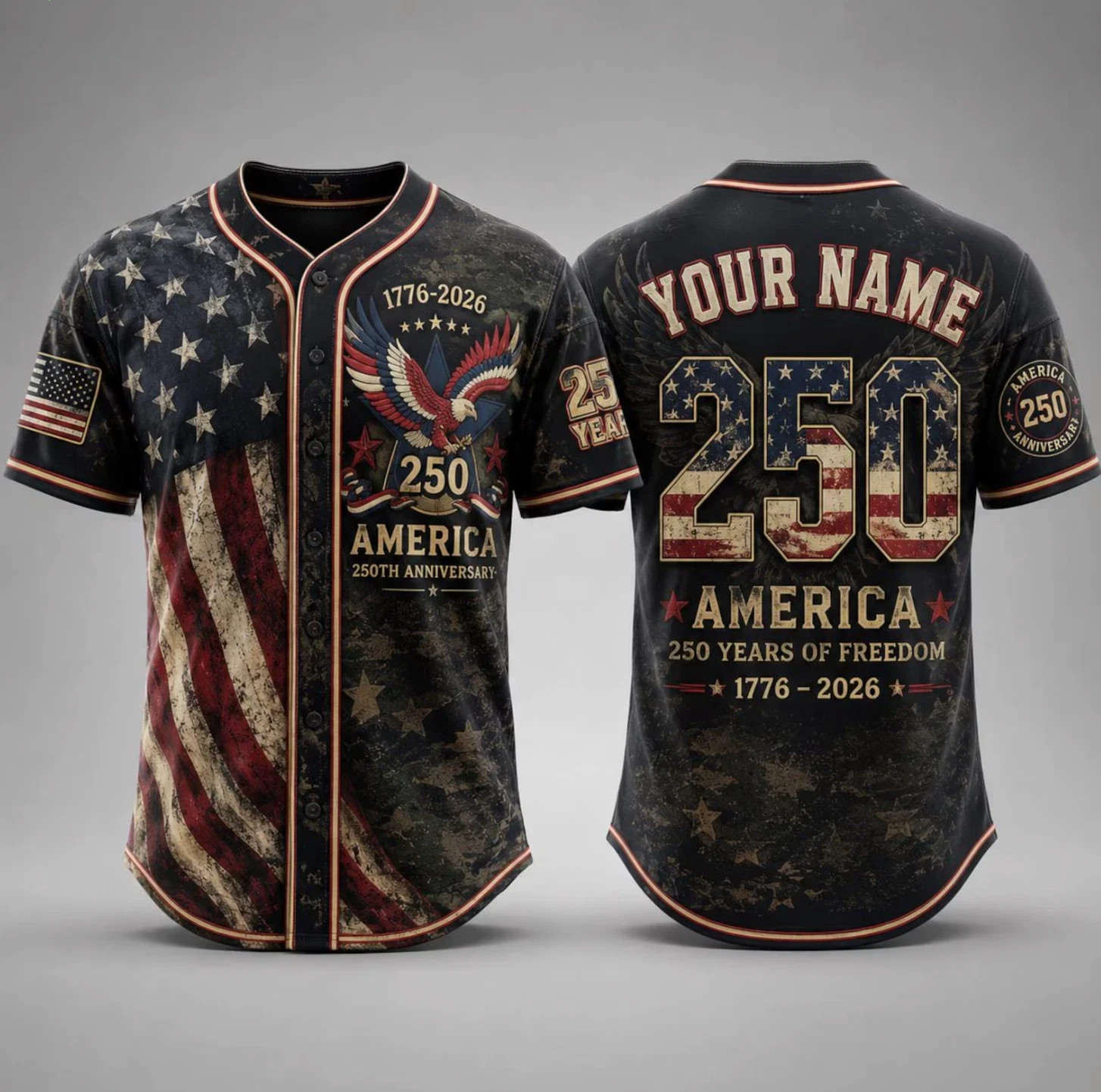 America 250th Anniversary Baseball Jersey, Custom Name Jersey, 4th of July Gift