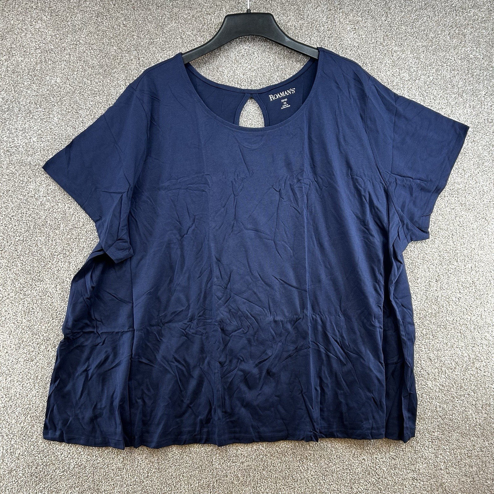 NWOT Roman’s Women’s T-Shirt Top Size 5X Blue Short Sleeve Pullover Stretch