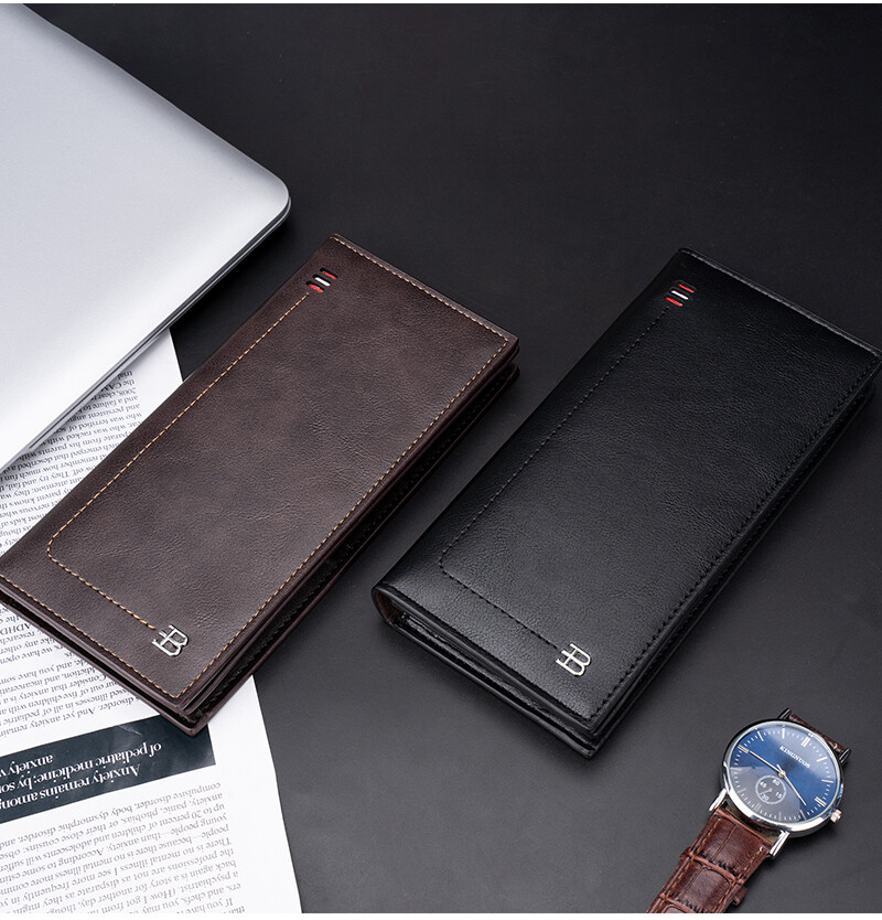 RFID Blocking Men Long Bifold Wallet Money Clip Leather Purse Multi-Card Holder