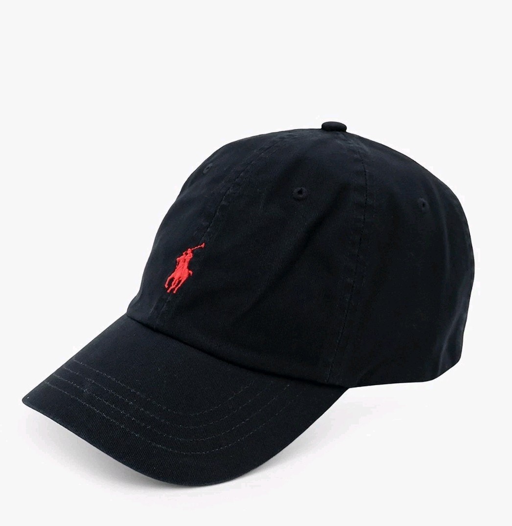 Polo Ralph Lauren Men’s One Size Cotton Chino Adjustable Ball Cap Black Red