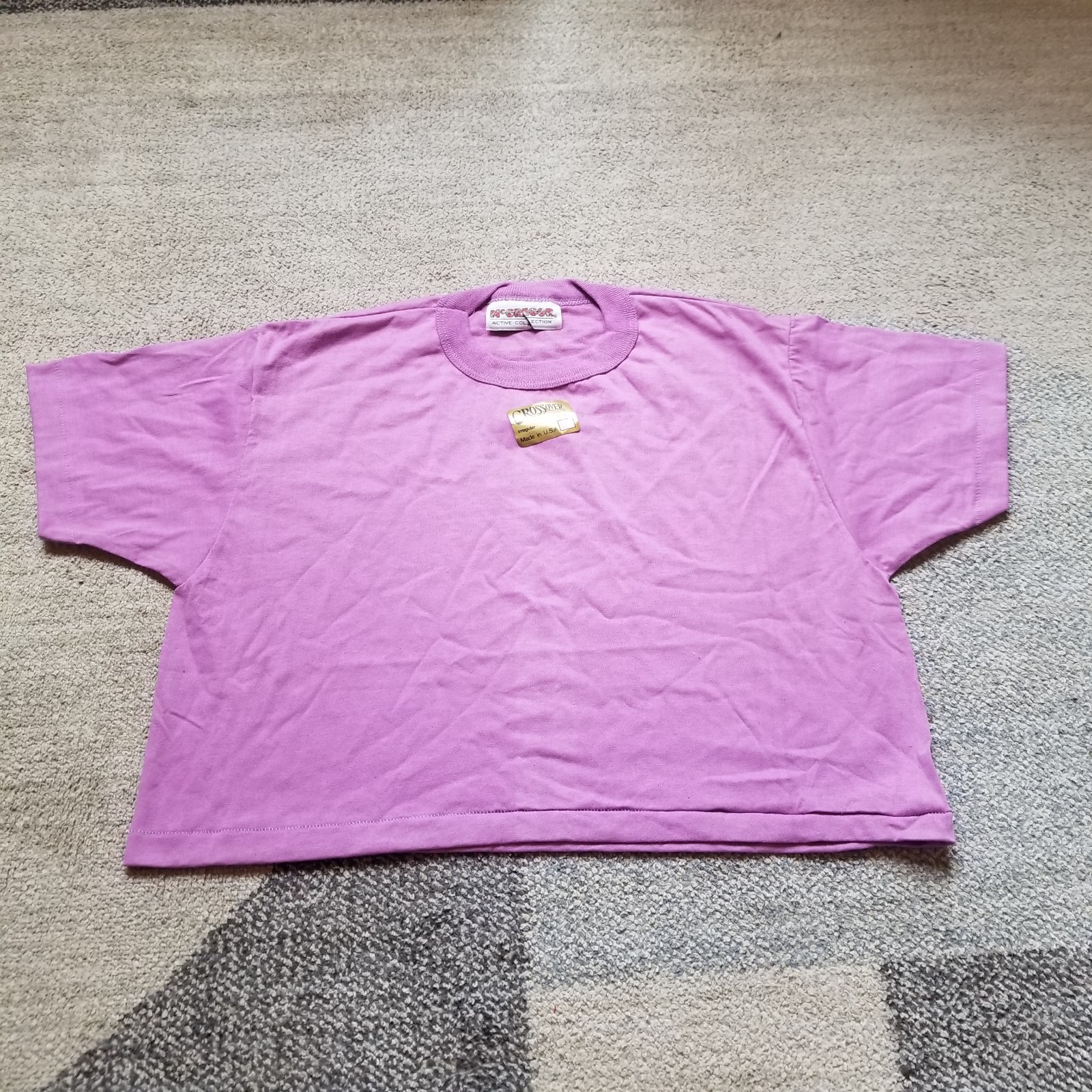 Vintage McGregor Blank Cropped Shirt Mens M Purple Gym Single Stitch 80s 90s