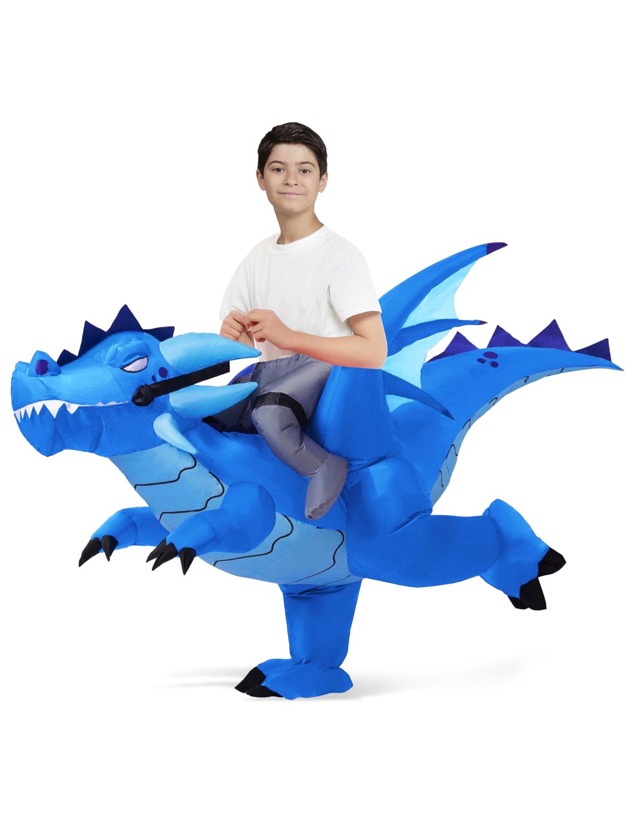 Inflatable Costume for Kids, Ride on Ice Dragon Inflatable with Hat, Cool Rid