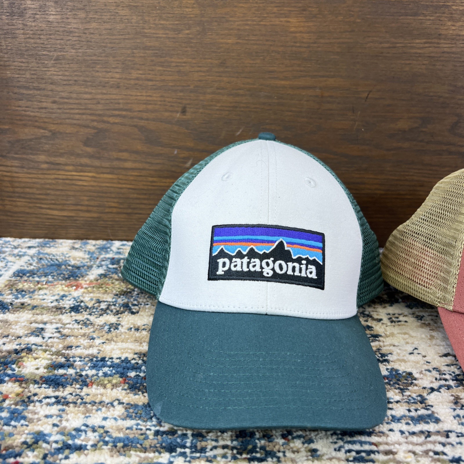Lot of 2: Patagonia Line Logo Ridge LoPro Trucker Hat. Logo Green White x2