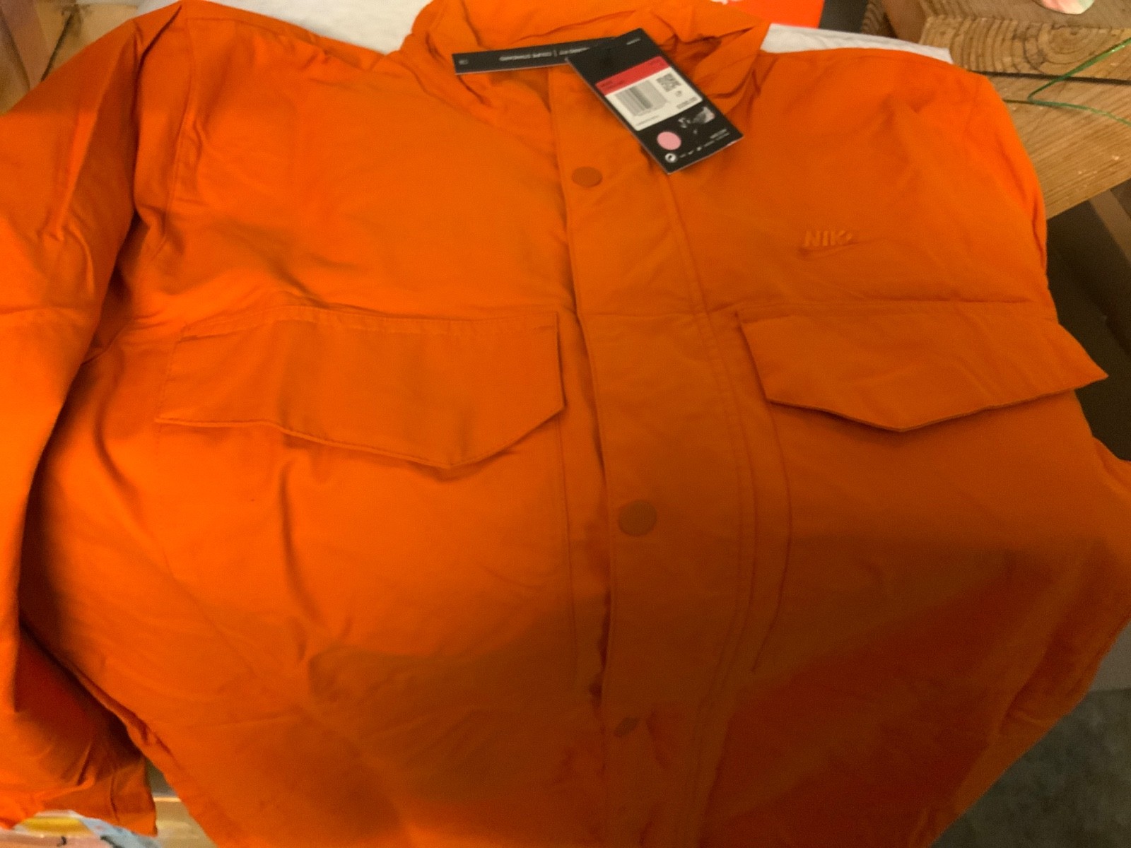 Nike Mens Orange M65 Zip Button Jacket New With Tags Large