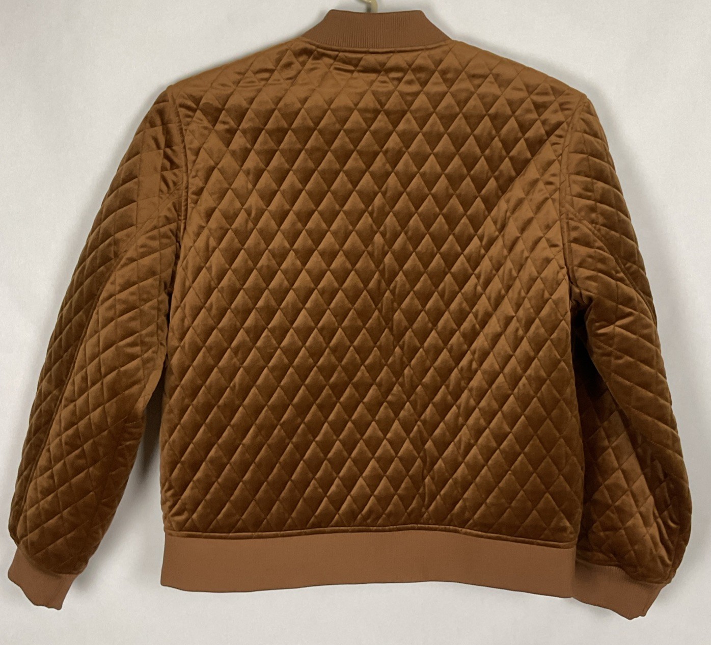 Mens Guess Jacket Velvet Quilted Full Zip Bomber Sz XXL Muted Gold 48×28” New