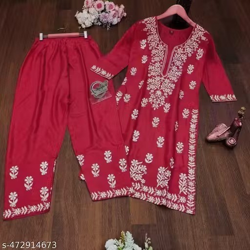 Readymad Chikanakari Kurta/kurti and plazoo Set for Women’s Party Festive Outfit