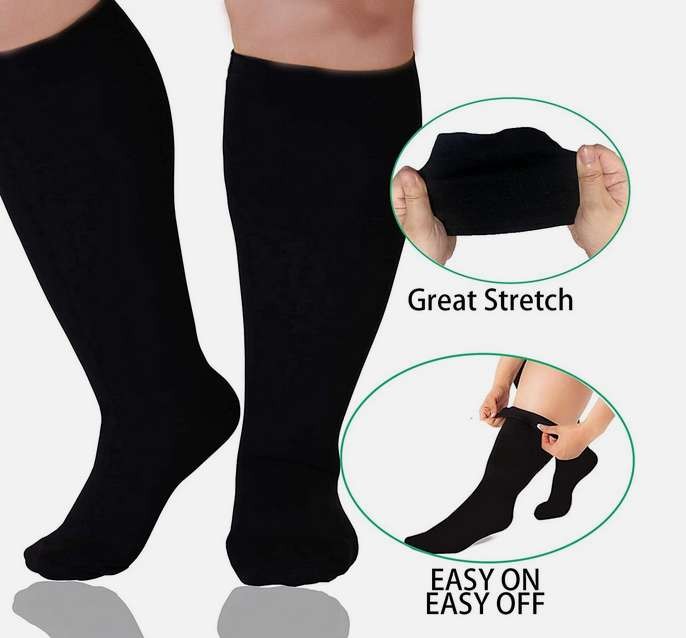 S M L XL 2XL 3XL 4XL Wide Calf Plus Size Compression Socks Women Men 20-30mmHg