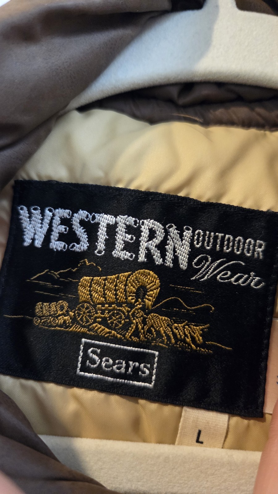 Vtg Sears Western Wear Puffer Vest Large Mountain Desert Cowboy Ranch USA Made