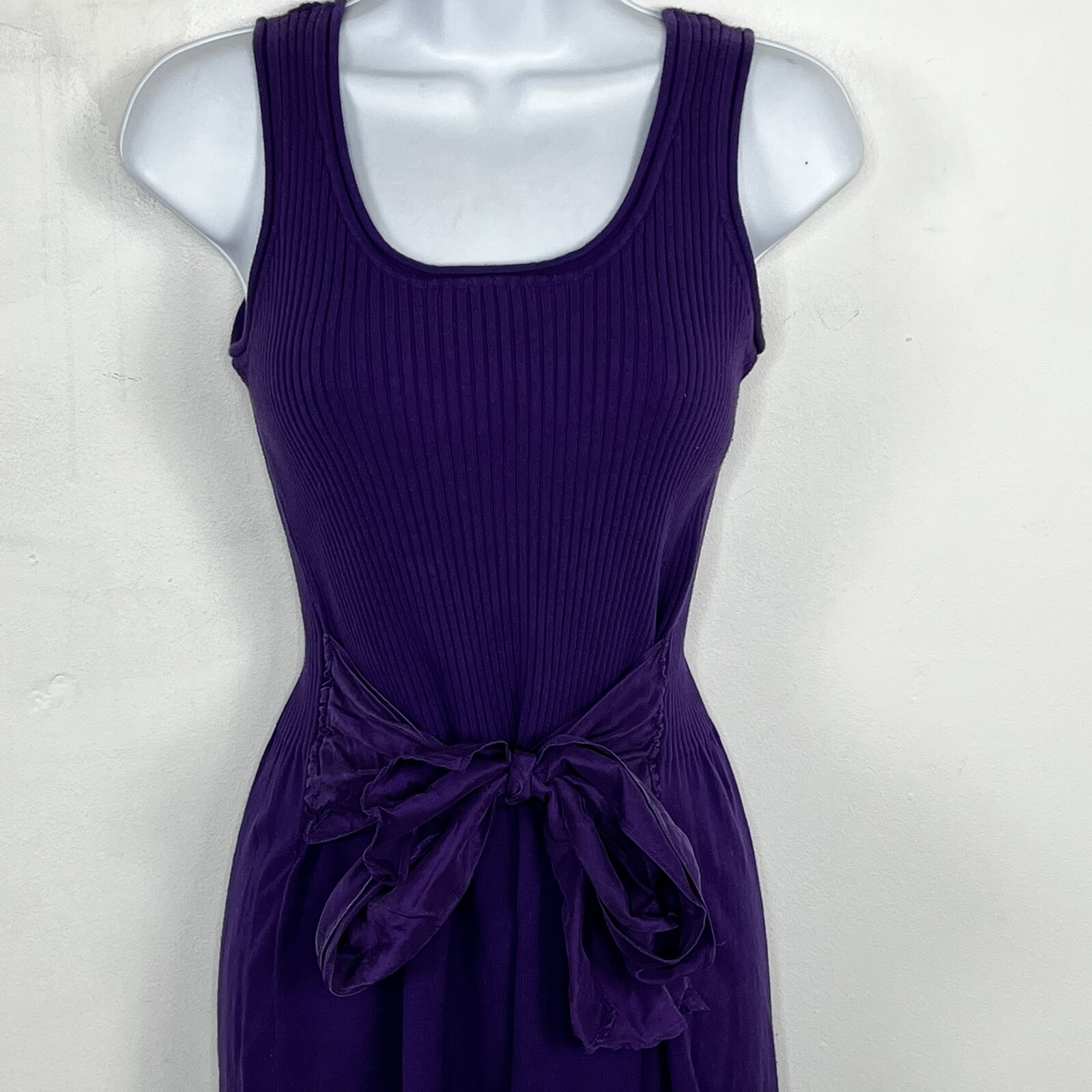Kenar Tank Dress Sz M Purple Sleeveless Ribbed Minimalist Modern Chic Clean Girl