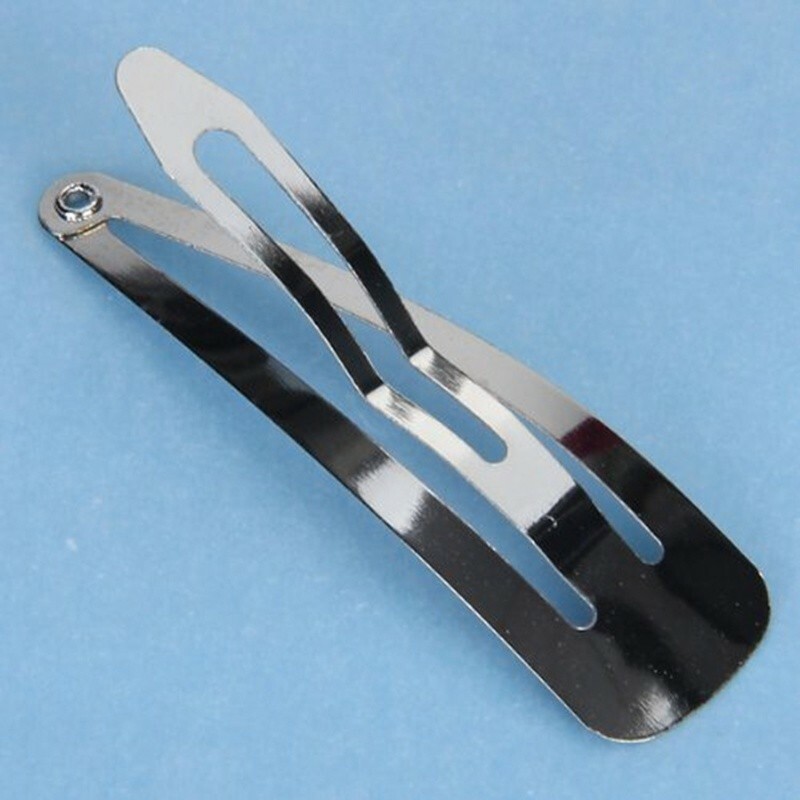 New 5 pcs 50mm Silver Tone Snap Hair Clips Craft Bow Women Girls Metal Hairpin