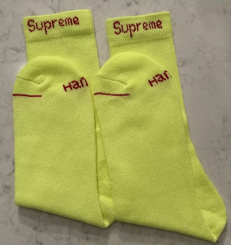 Supreme x Hanes Crew Socks Yellow 4 Pack Size 6-12 NWT Streetwear