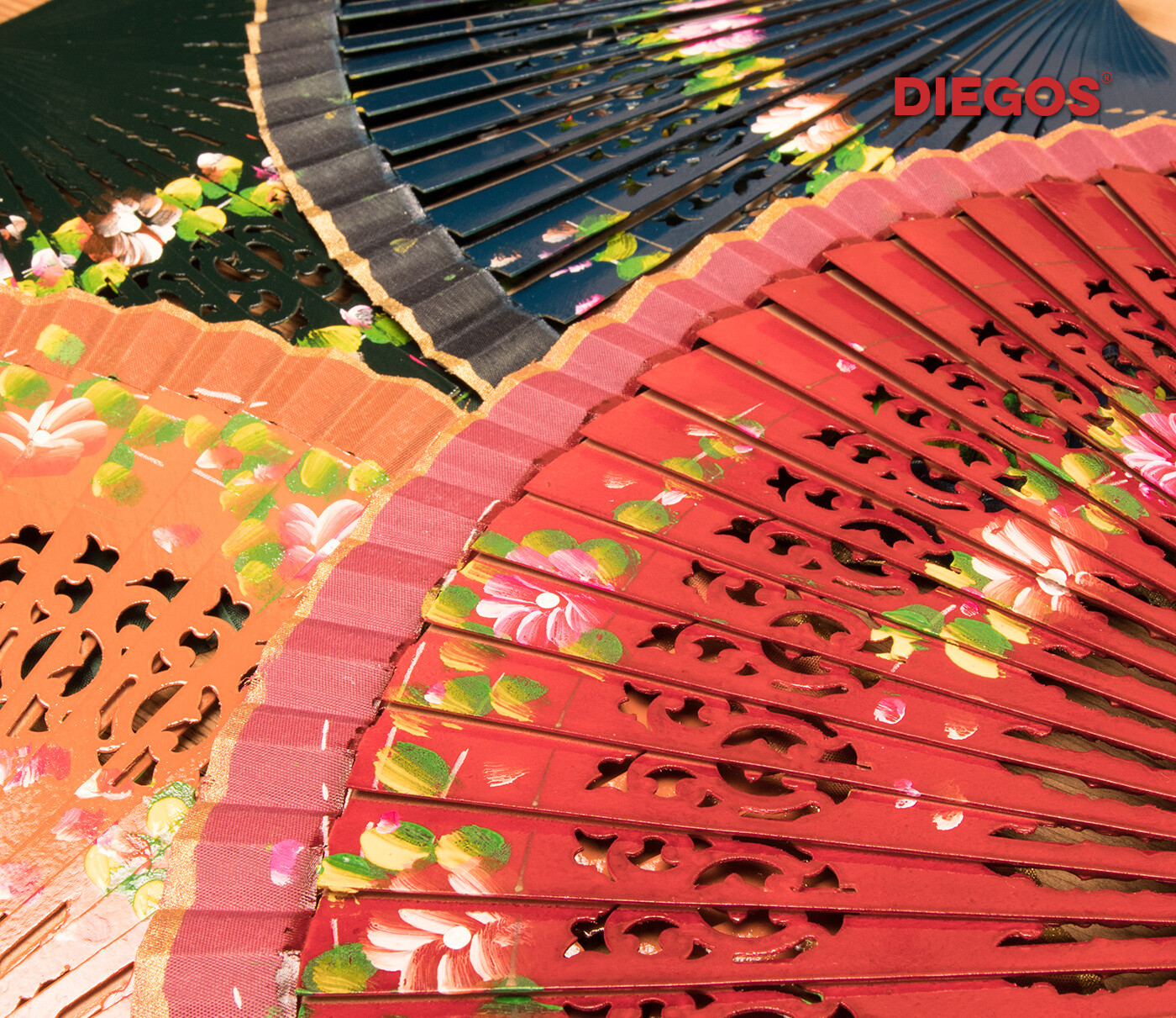 Hand painted Spanish Abanico hand fan made in Valencia Flower Flamenco painting
