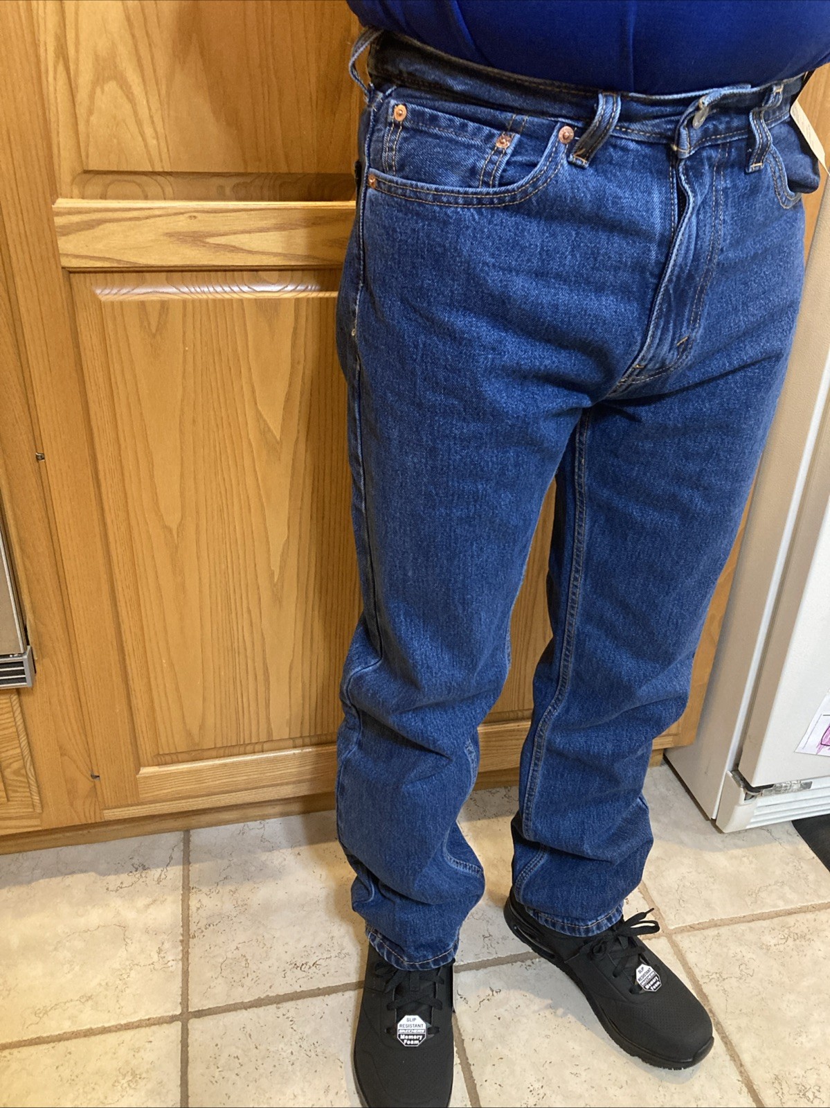 Mens SIZE 32W 34L Levi’s 505 Dark Stonewash Regular Fit Straight Leg 100% Jeans