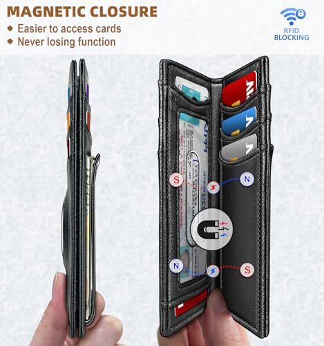 Men Wallet Airtag&Standard Use, Slim Wallet Money Clip Credit Card Holder Top