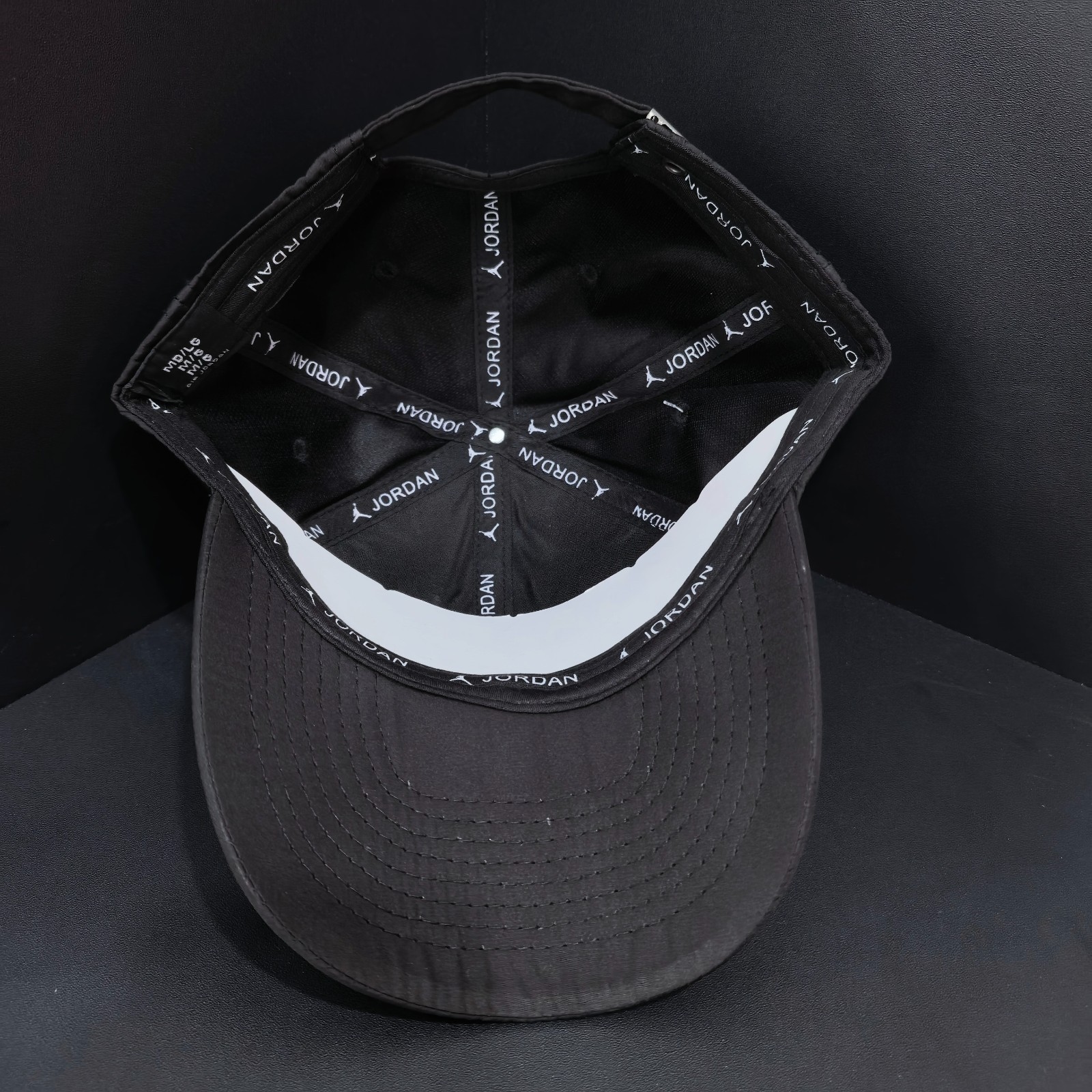 Jordan Black Adjustable Baseball Cap Metallic Black Logo