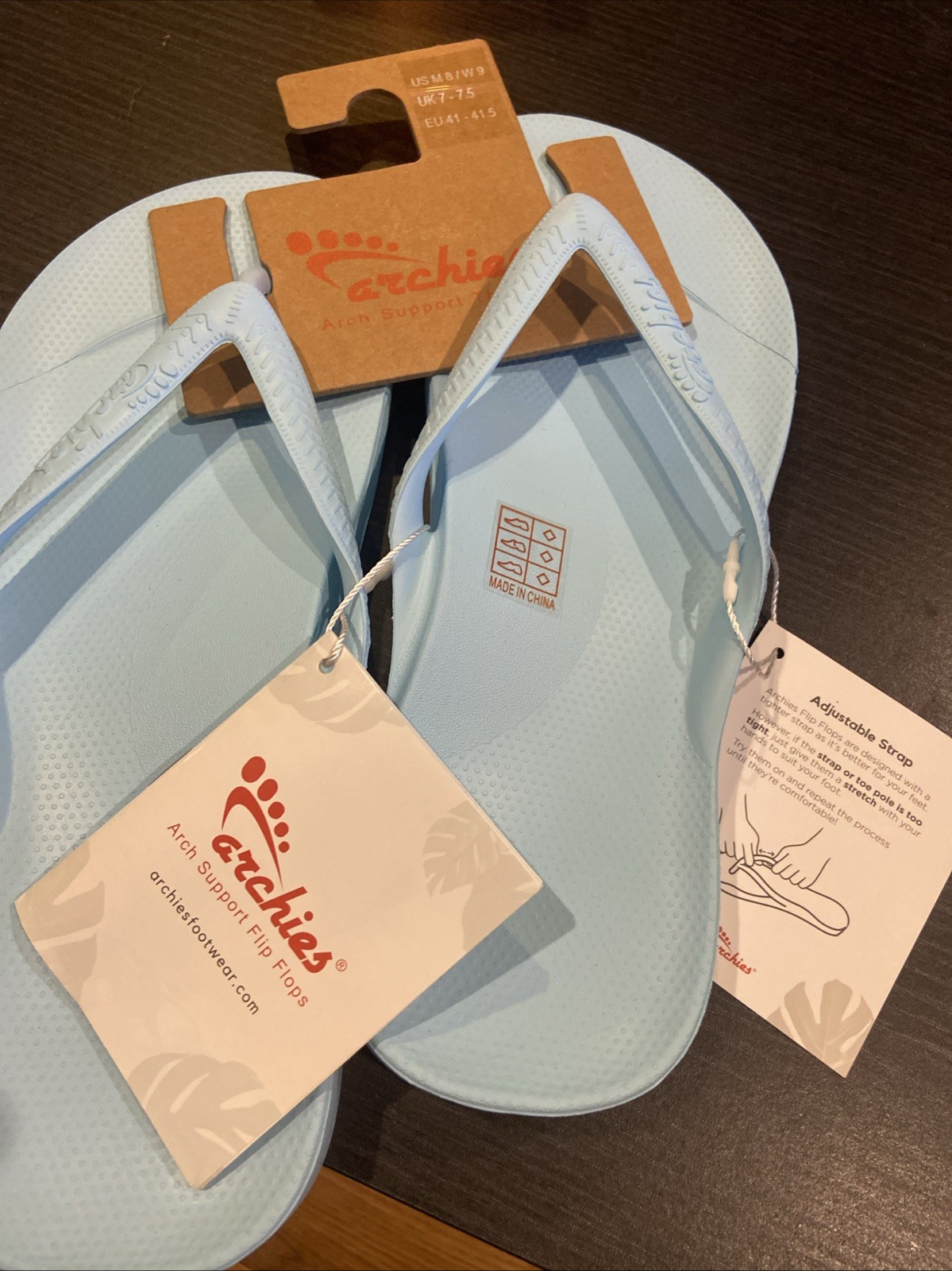 Size 9 Women’s Archies, Arch Support Flip Flop ARCHFLIP-sky SYNTHETIC