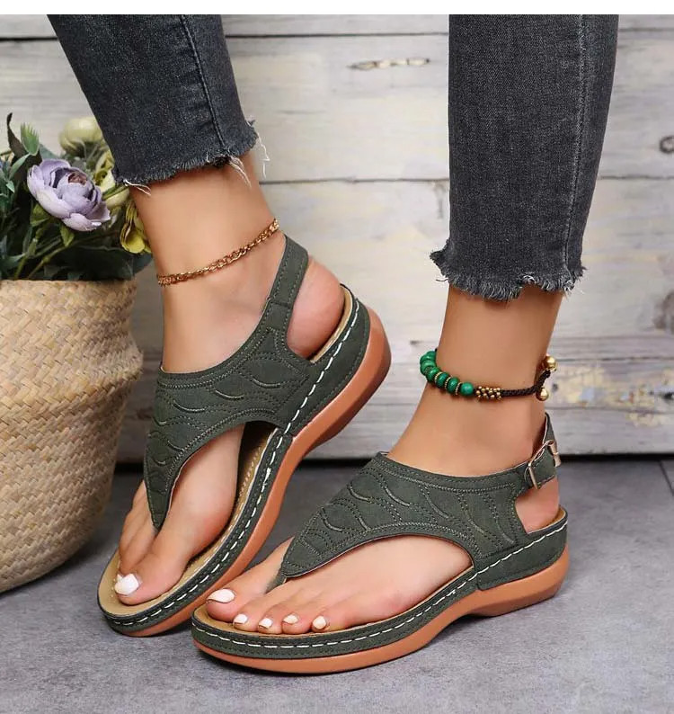 Low-Wedge Women Orthopedic Sandals Casual Flat Shoes Flip Flops Ladies Anti-Slip