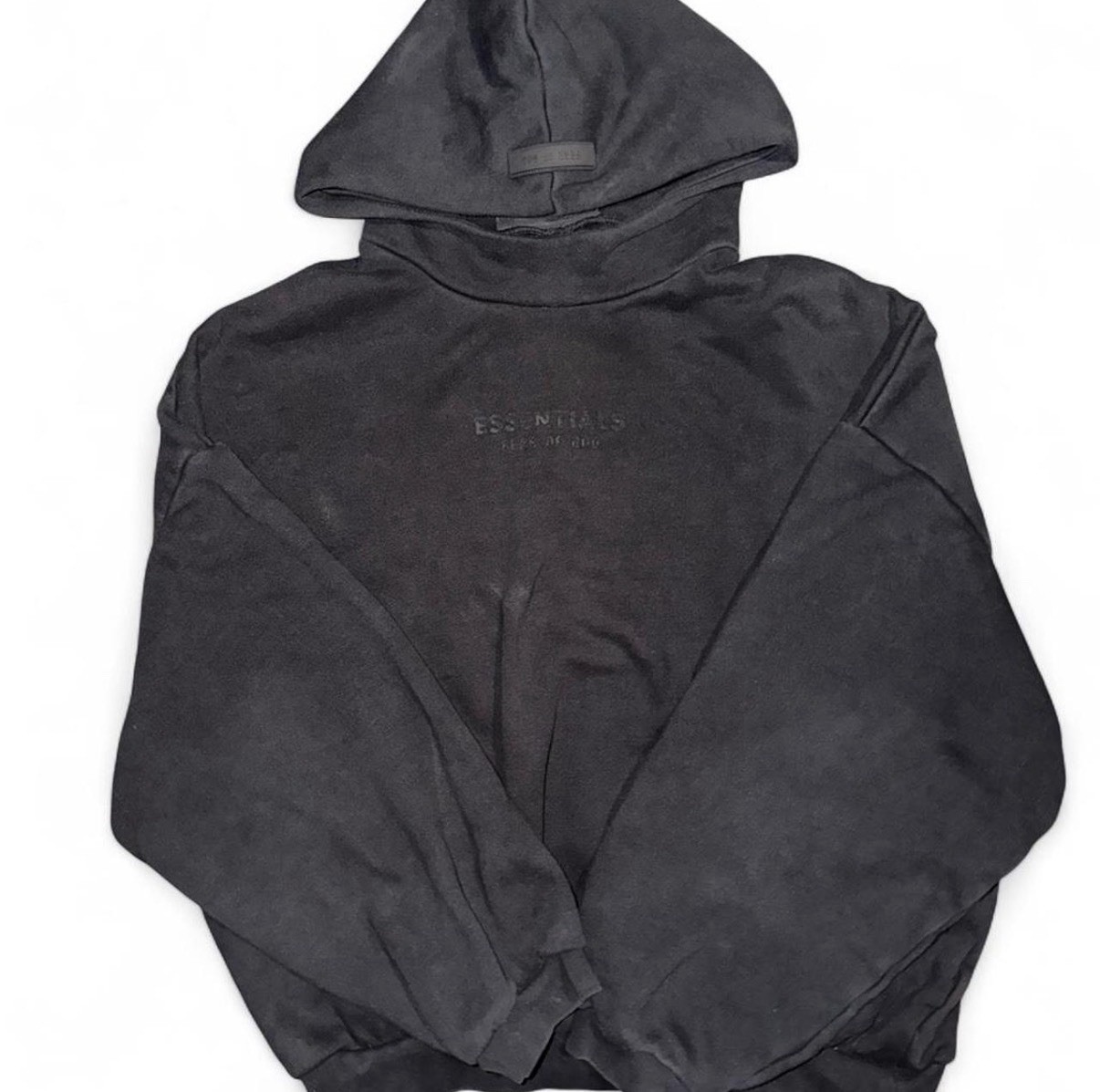 Essentials Fear of God Black Logo Pullover Hoodie Men’s S Cotton Blend