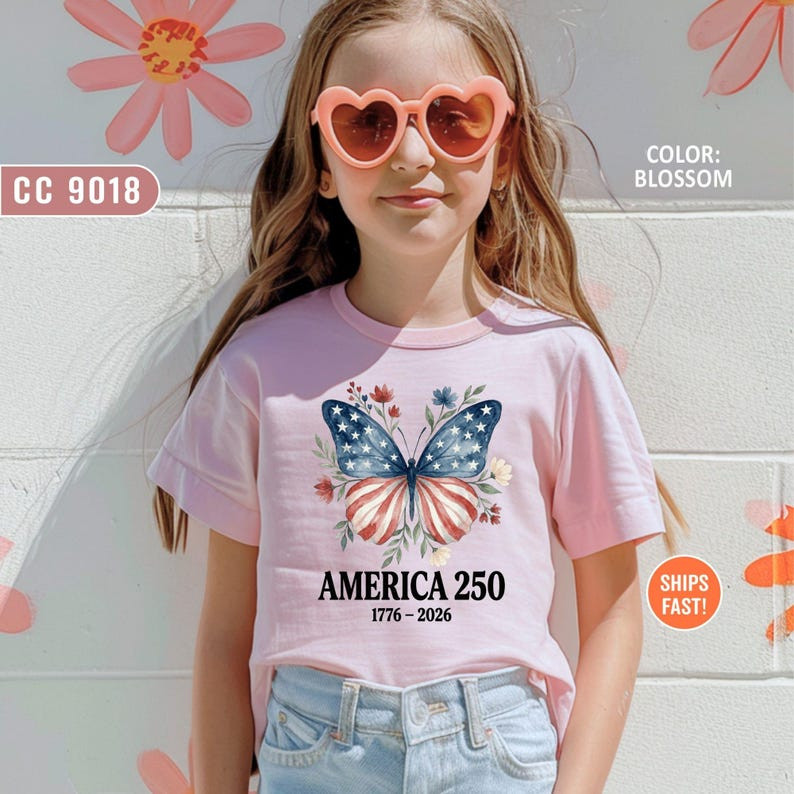 Vintage Comfort Colors Floral USA Flag Shirt Womens Patriotic 1776-2026 Gift Tee