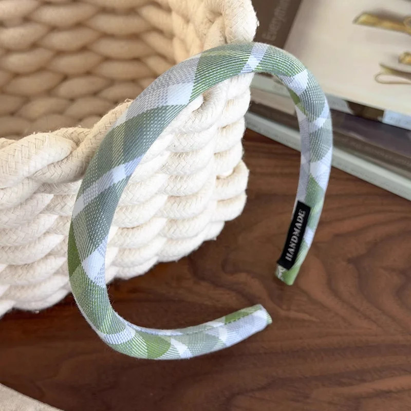 1/2/3pcs Spring Summer Women Solid Color Head Hoop Princess Girls Sweet Plaid Cl