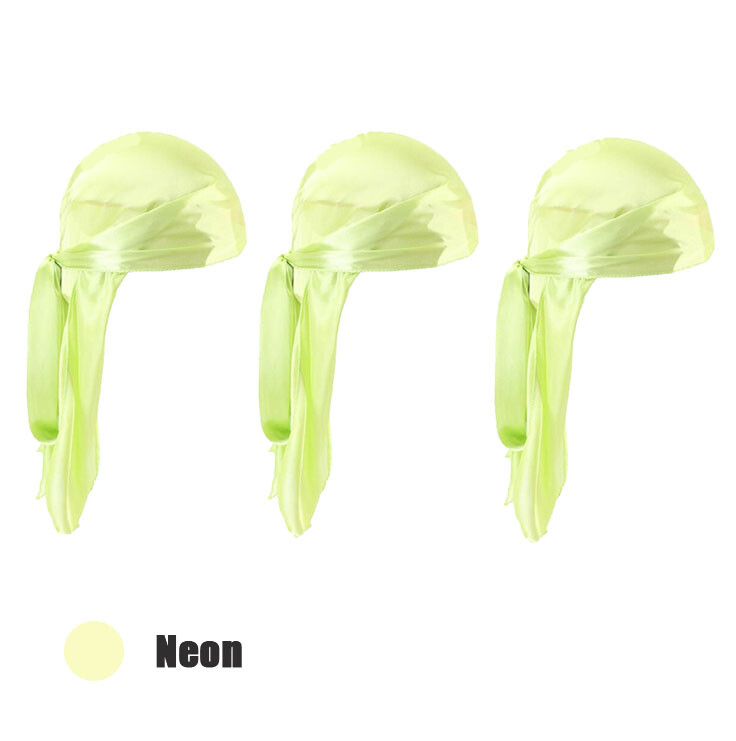 3 Pack Silky Satin Durag Unisex Wave Cap Hat Doo Rag Biker Smooth Head Wrap