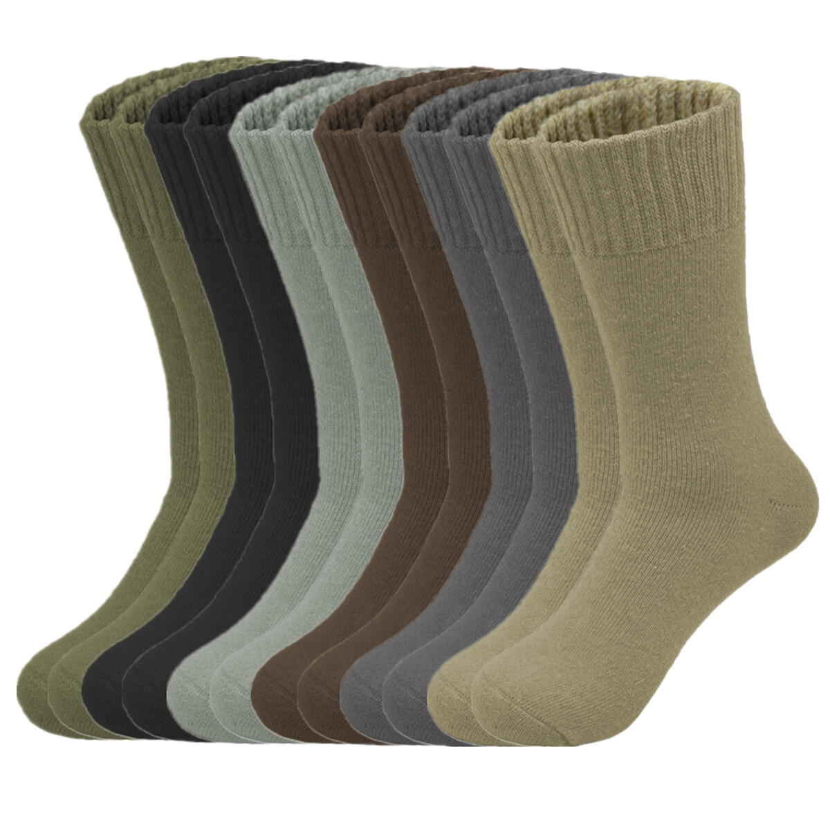 3-12 Pairs Mens Winter Merino Lambs Wool Warm Soft Thermal Crew Socks Size 10-13