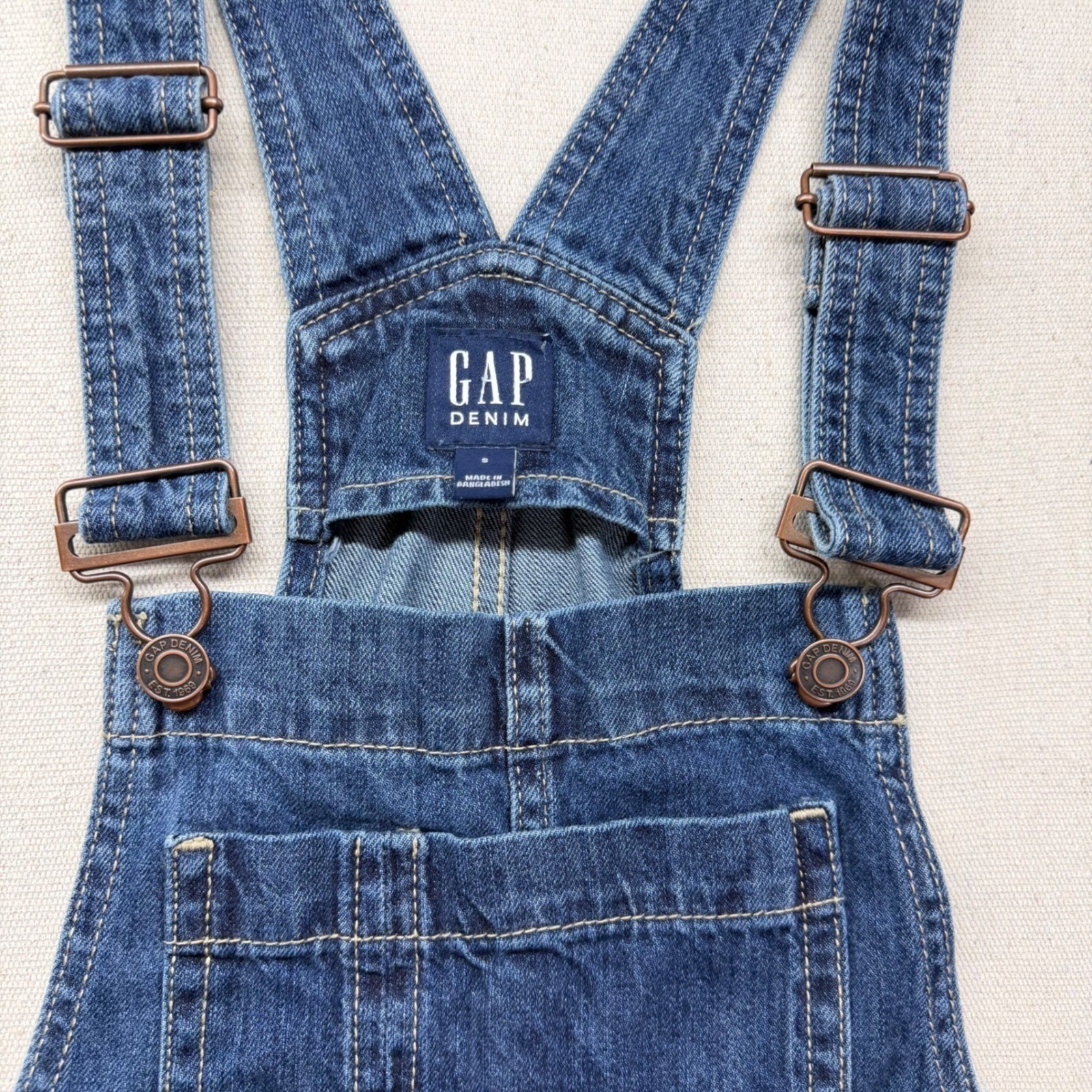 Gap Denim Short Overalls Shortalls Womens Small Medium Indigo Blue Jean Country