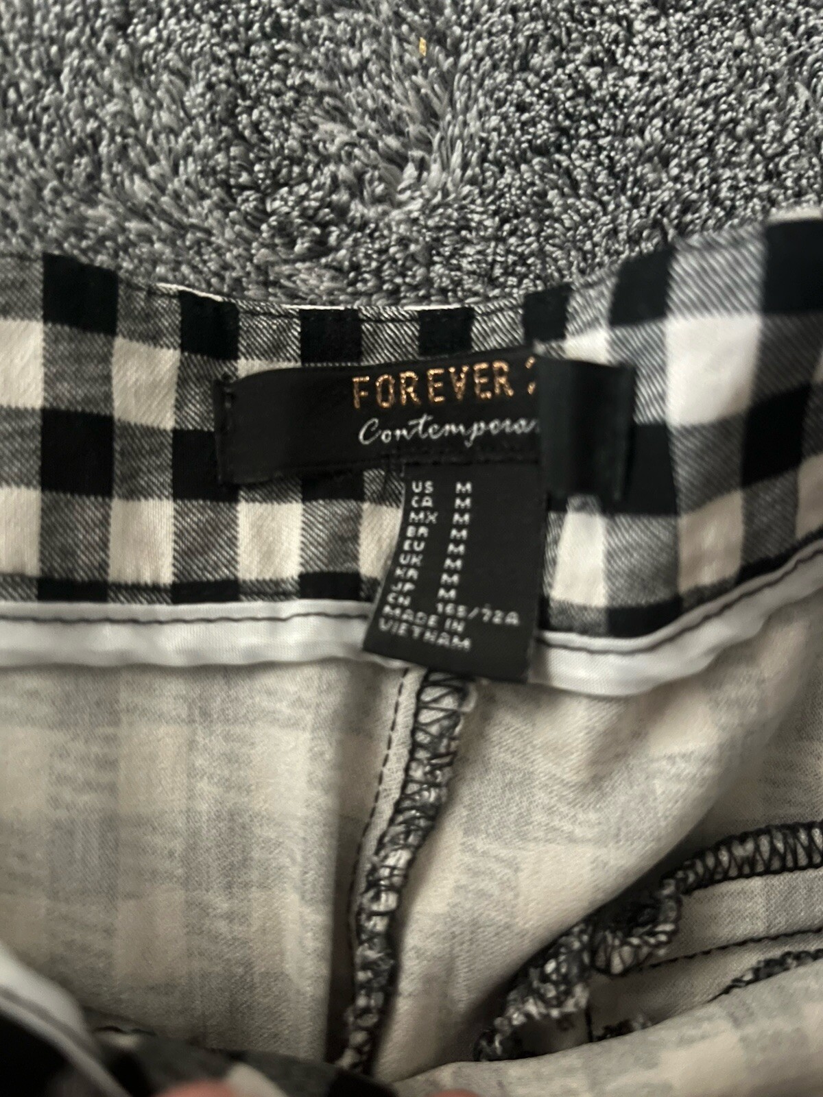 Forever 21 Womens Plaid Pants Black/White Size Medium Checker