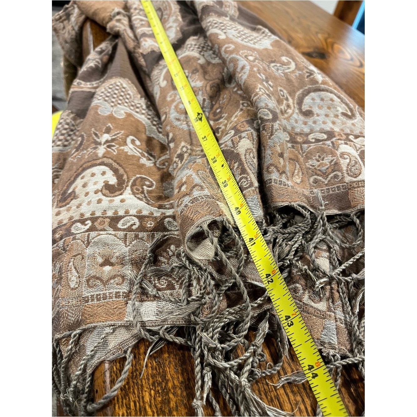 Soft Surroundings Brown Paisley beaded sequins Fringe Kimono