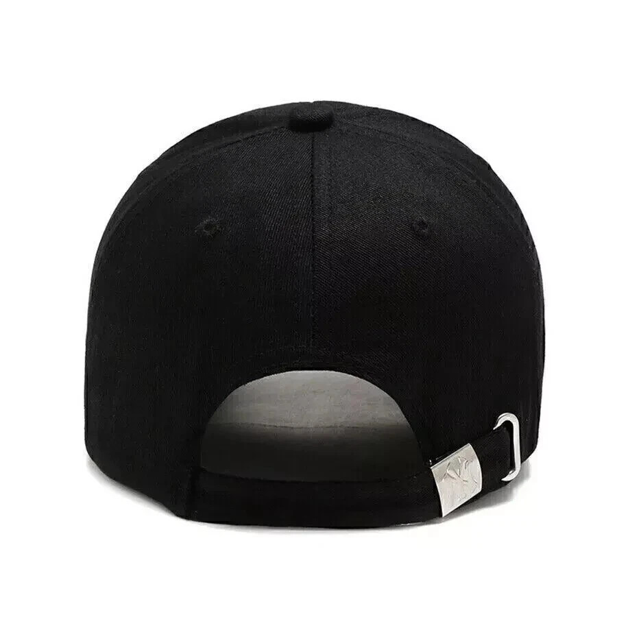 Snapback Cap Cotton Unisex Baseball Hat Adjustable Flat Brim Black Streetwear