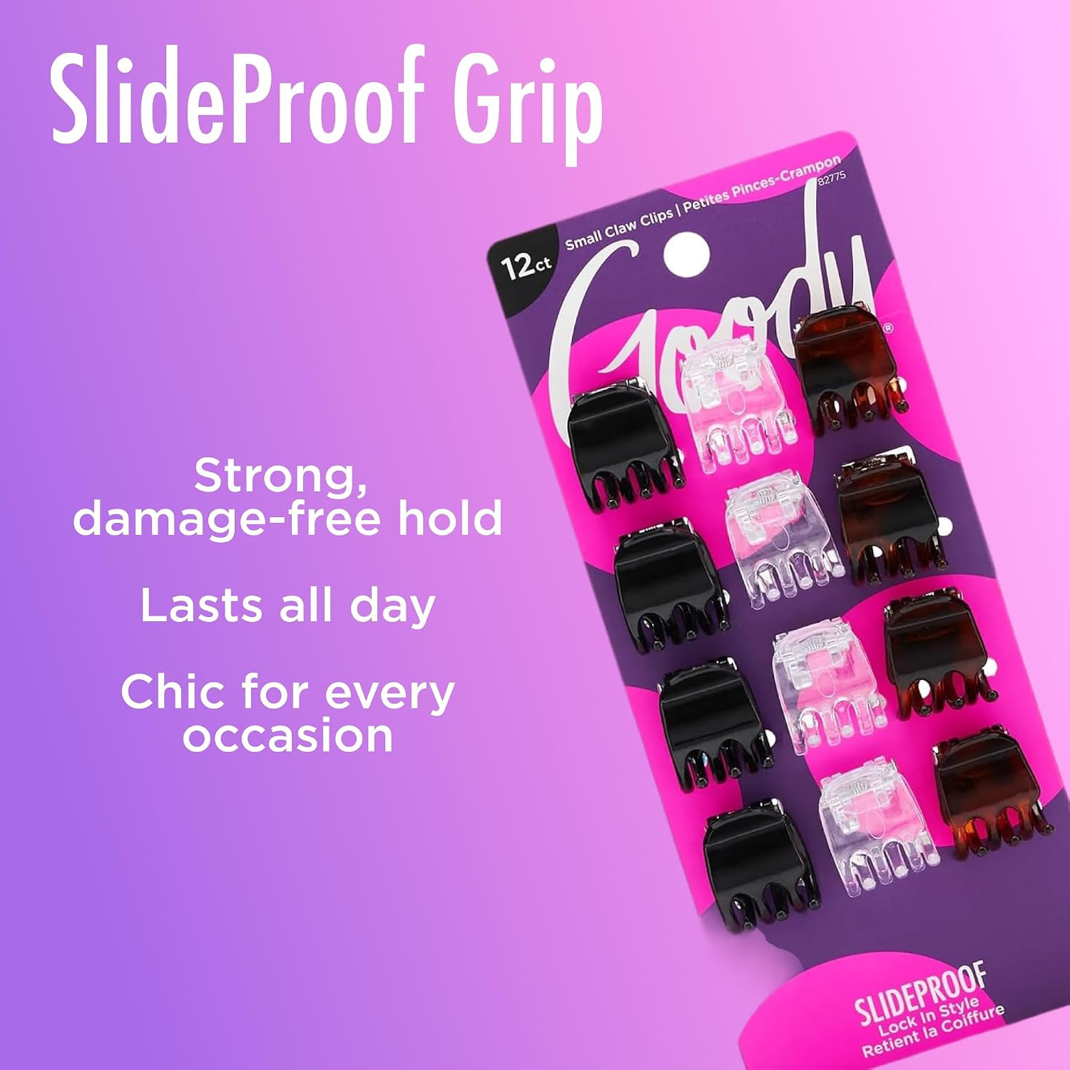 Small Basic Half-Claw Hair Clips, 12-Count – 3-Prong Claw Clips for All Hair Typ