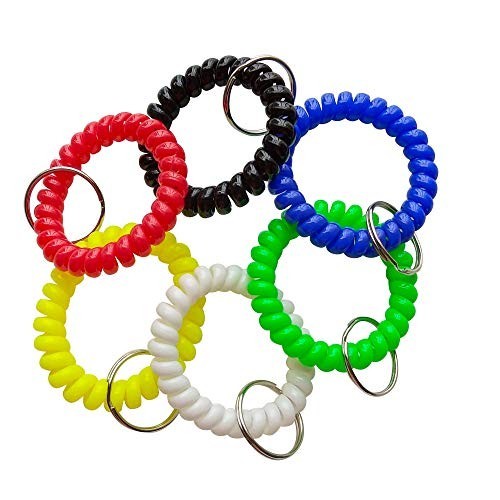 Wrist Keychain Spring Spiral Stretch Coil Wristband Key Ring Key Chain, for …