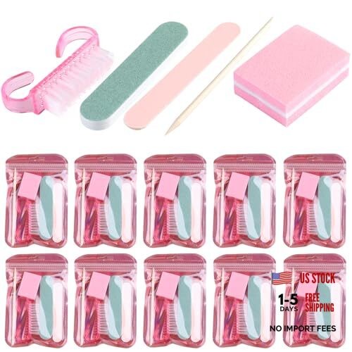Disposable Manicure Kit Basics 5PCS Nail Kit, Mini Nail Files Buffers 10packs