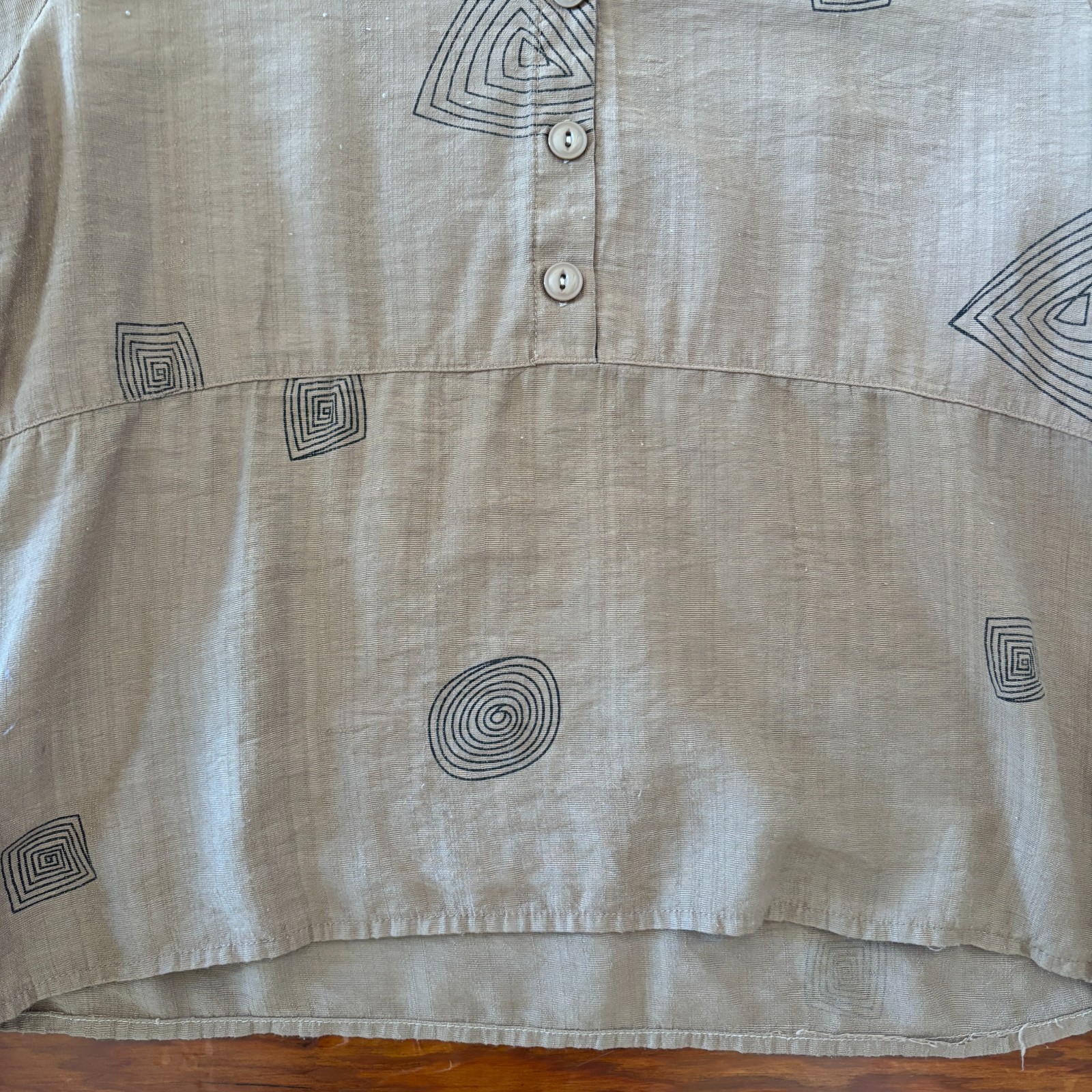 Boho Minimalist Tunic Short Sleeve Blouse Geometric Shapes Yingyuanmeng SMALL