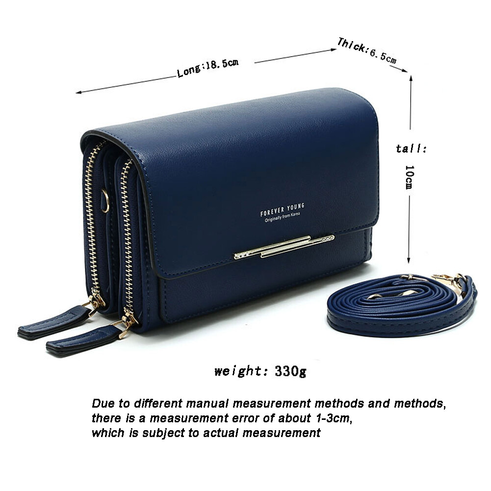 Large Capacity Shoulder Crossbody Bag Cell Phone Bags Double Zipper Wallet Purse