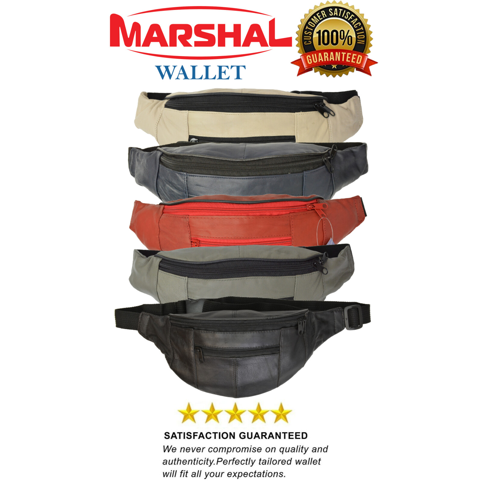 Mens Womens Genuine Leather Fanny Pack Pouch Waist Bag Slim Design Hiking Campin