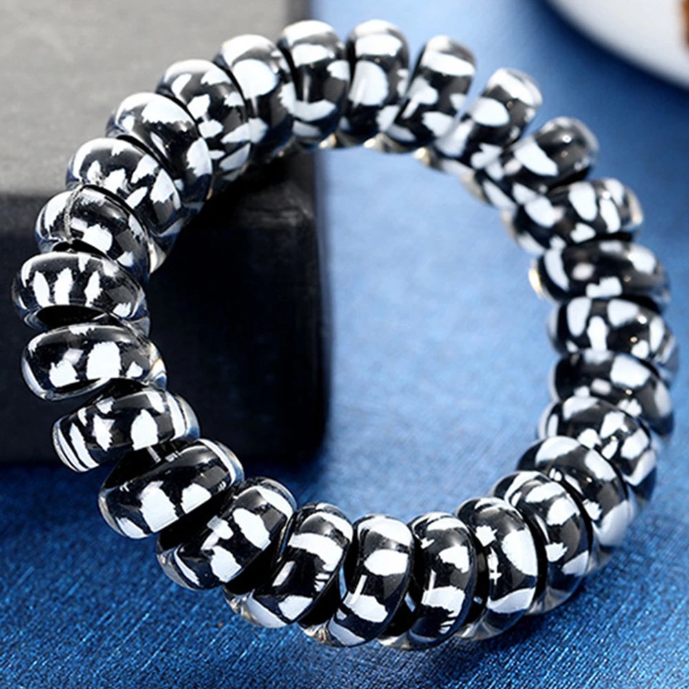 1PCS Leopard Hair Scrunchie Elastic Hair Bands Circle Spiral Hair Ties Women Gir
