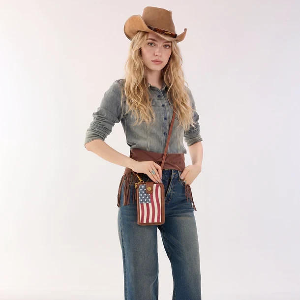 Montana West American Flag RFID Crossbody Phone Wallet