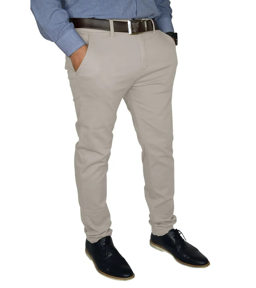 Mens Slim FIT Stretch Chino Trousers Casual Flat Front Flex Classic Full Pants