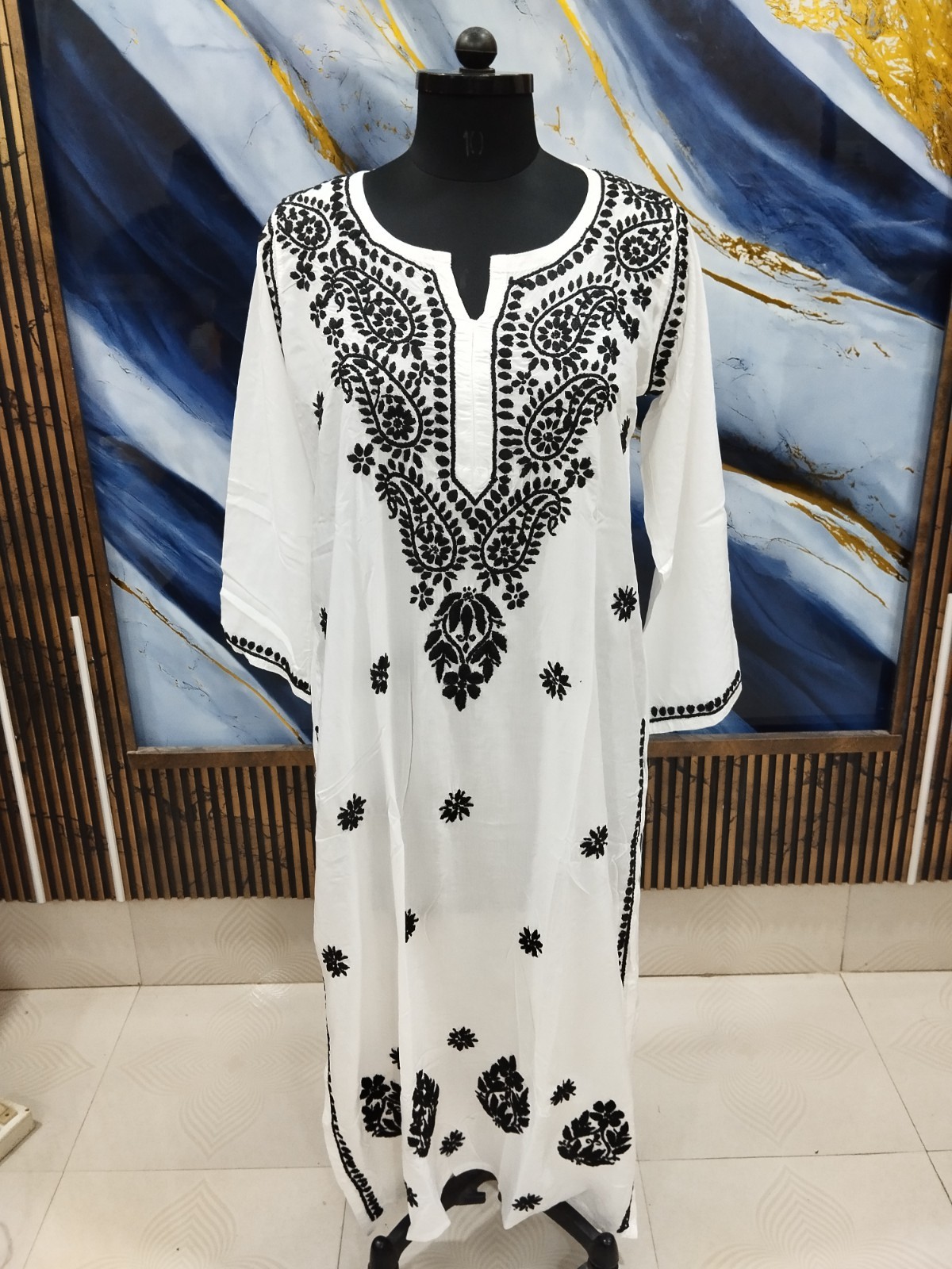 KURTI Co-Ord Set L XL 2XL 3XL 4XL 5XL HANDMADE CHIKAN EMBROIDERY 100% COTTON