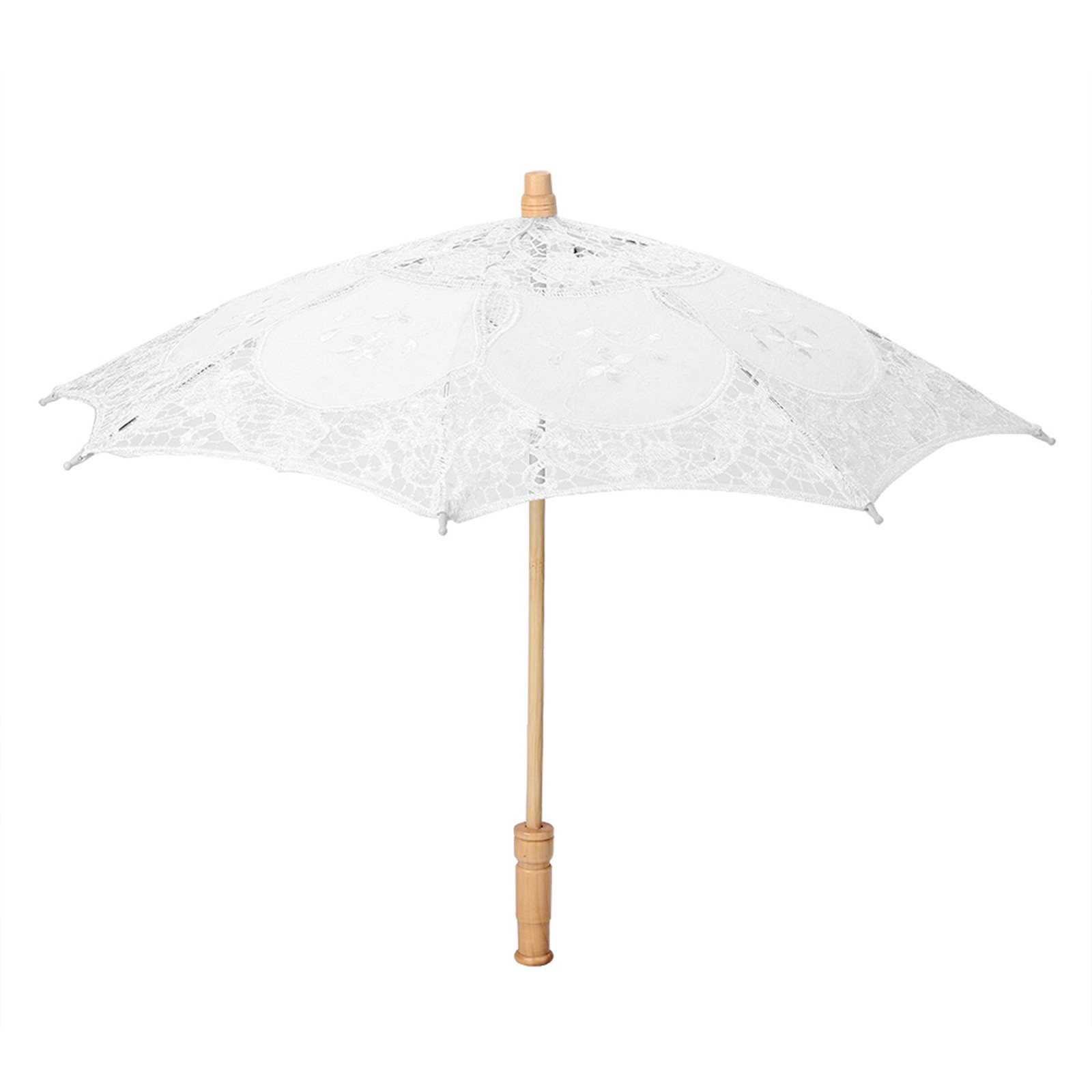 Handmade Lace Flower Embroidery Parasol Wedding Bride Photography Umbrella White