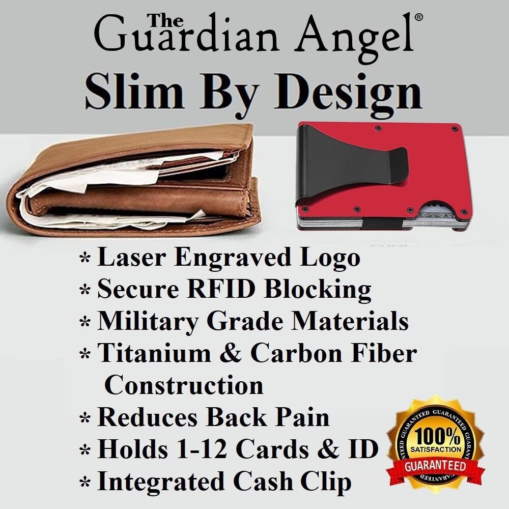 Custom Milwaukee Tool Mens Titanium Carbon Red RFID Blocking Engraved Wallet D7