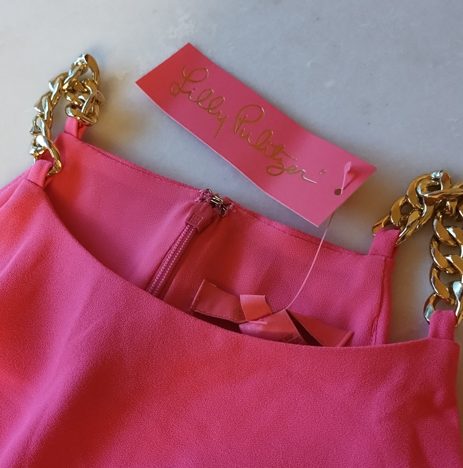 Lilly Pulitzer Gold Chain Halter Top Hot Pink Fuchsia Tank 10 NWT