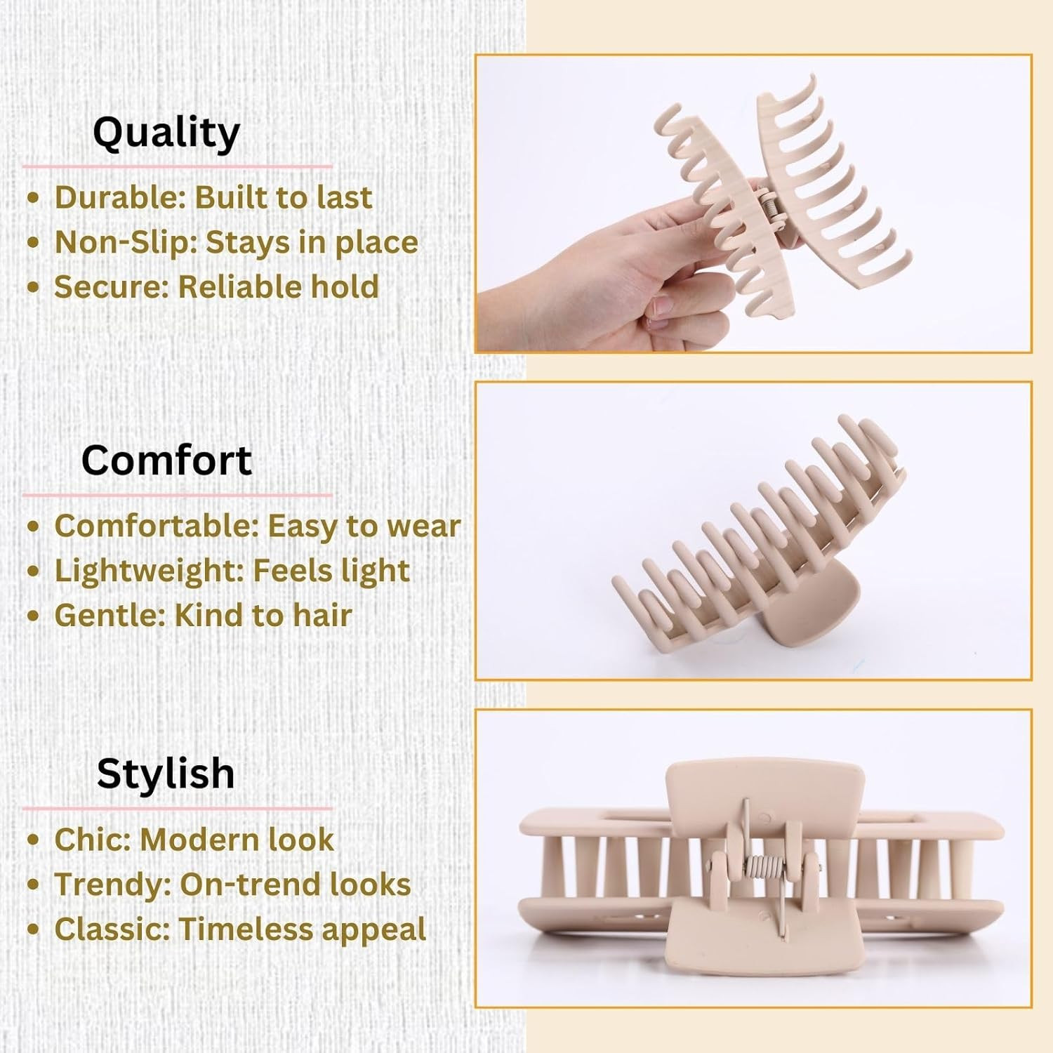 Hair Clips for Women 4.3 Inch Large Hair Claw Clips for Women Thin Thick Curly H