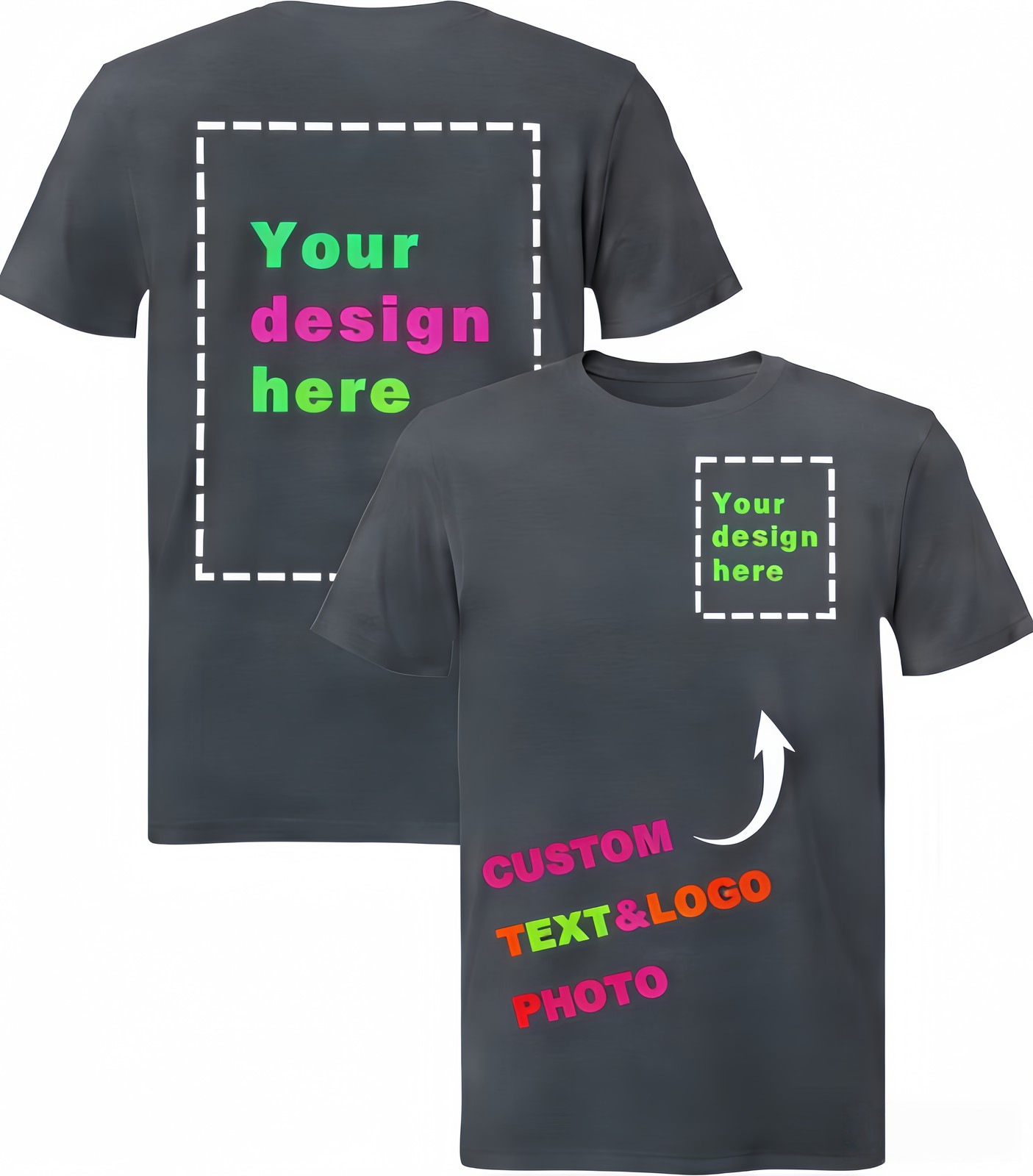 Custom T-Shirts: Print Your Photo/Logo Front & Back, Unisex Personalized Tee