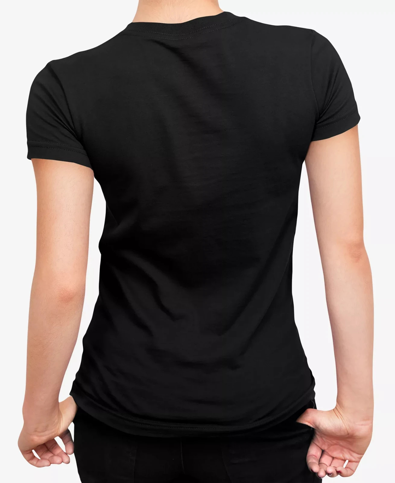 La Pop Art X1050 Women’s Word Art Cat Moon V-Neck T-Shirt – Black 2XL