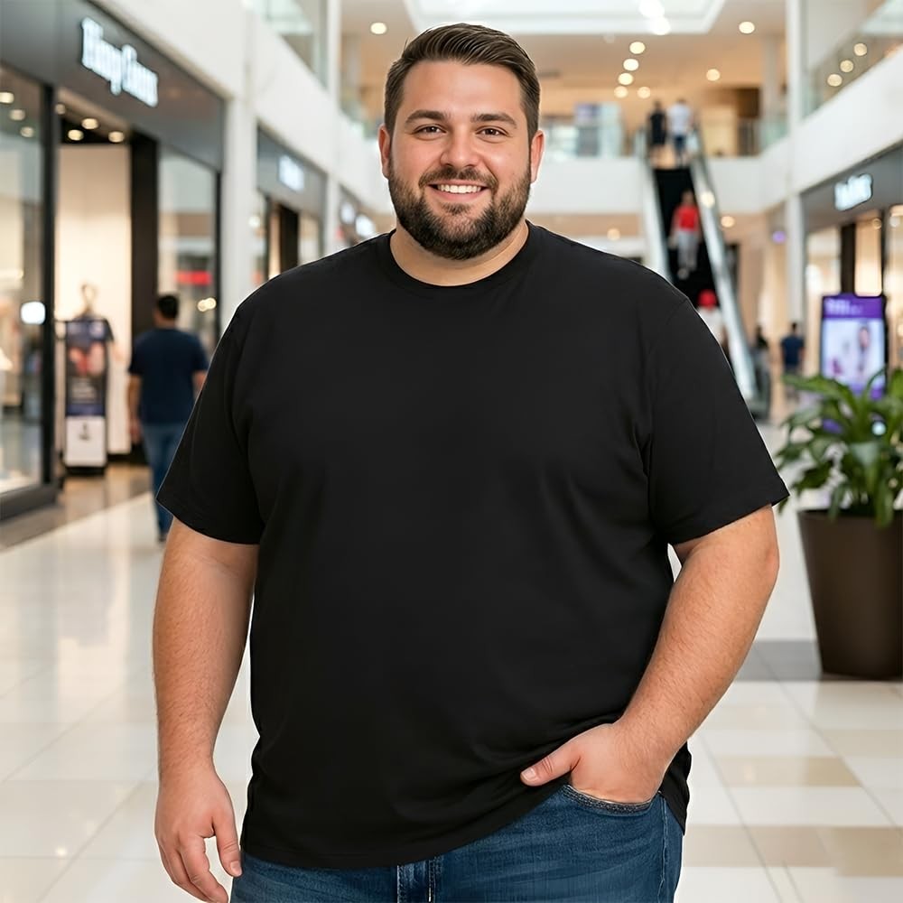 BILLIONHATS Mens Big & Tall Cotton T-Shirts 3 Pack Plus Size Assorted Colors